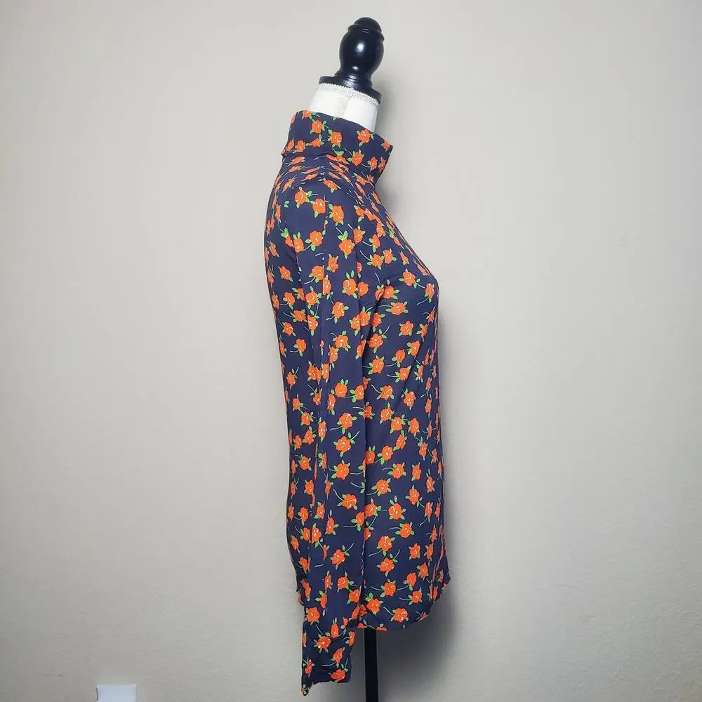 J.Crew Floral Turtleneck Top Medium NWT